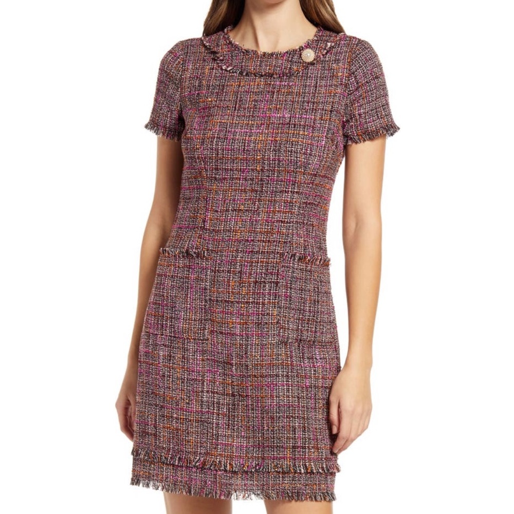 Harper Rose Fringe Tweed A-line Dress